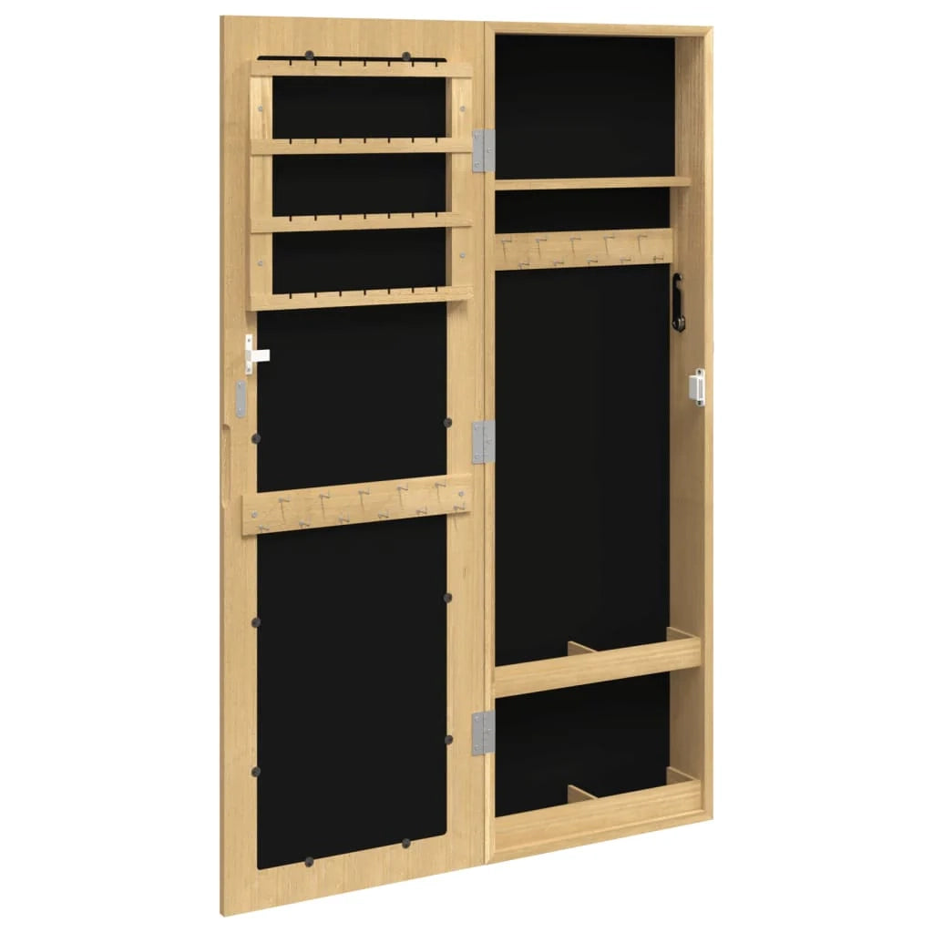 Mobiletto portagioielli mobile contenitore organizer per camera da letto spogliatoio bagno con specchio a parete 30 x 8,5 x 90 cm marrone 02_0022827