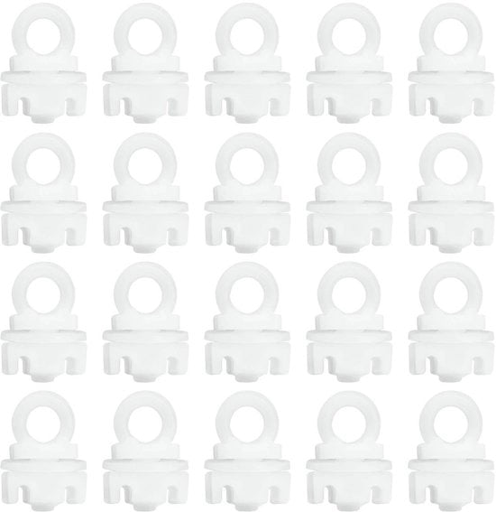 Gli Sostegni per Tende 20 pezzi - Plastica - Bianca - Diametro 5 mm - Lunghezza 19 mm - Altezza 12 mm - Facili da Installare - Ferretti per Tende