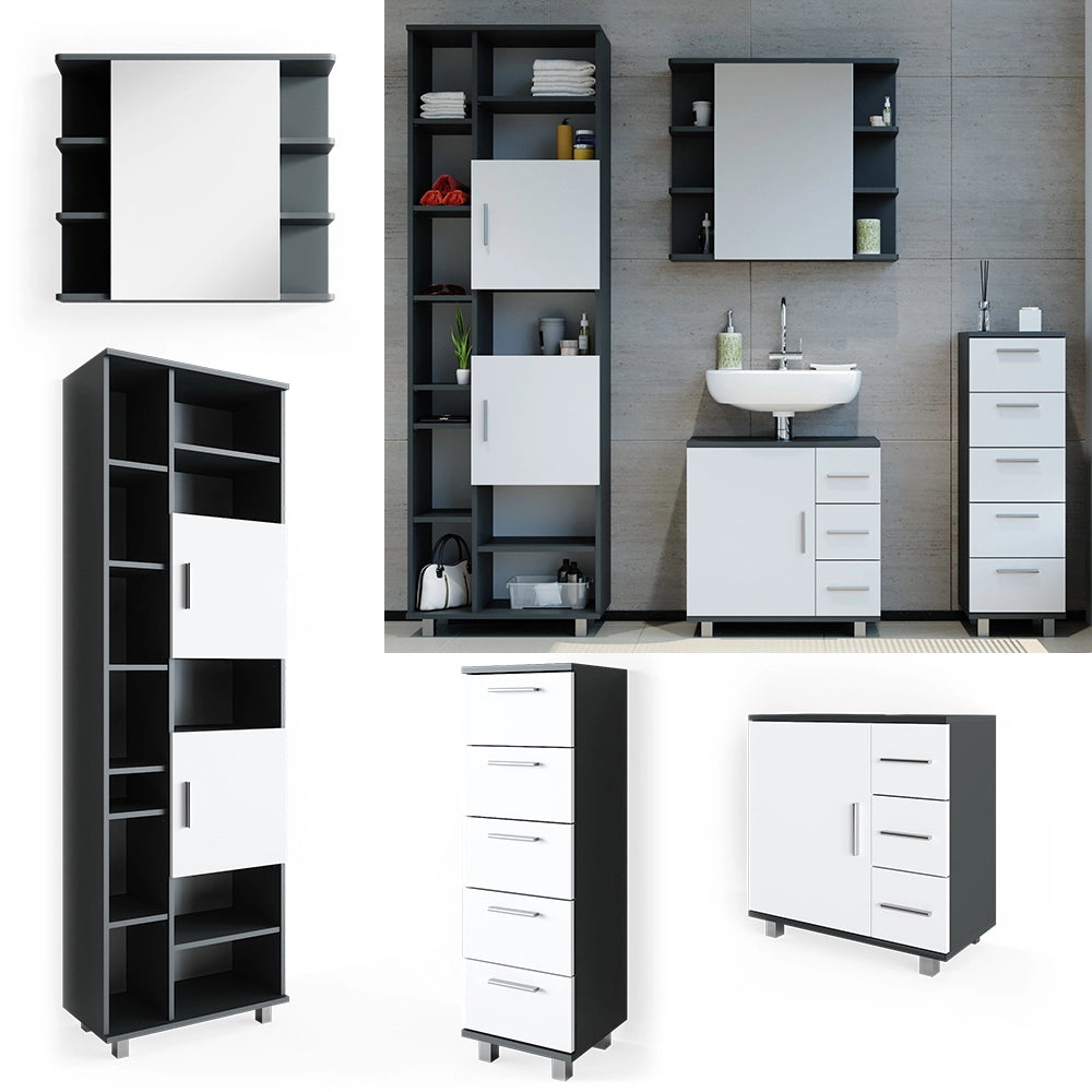 Vicco Set mobili bagno Antracite 4 parti