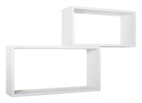Set 2 Mensole Cubo da Parete Rettangolare in Fibra di Legno Bislungo Bianco