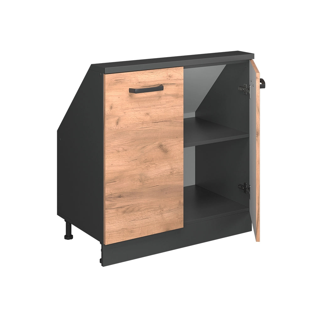 Mobile cucina sottotetto R-Line Rovere dorato/Antracite 80 cm con 2 porte Vicco