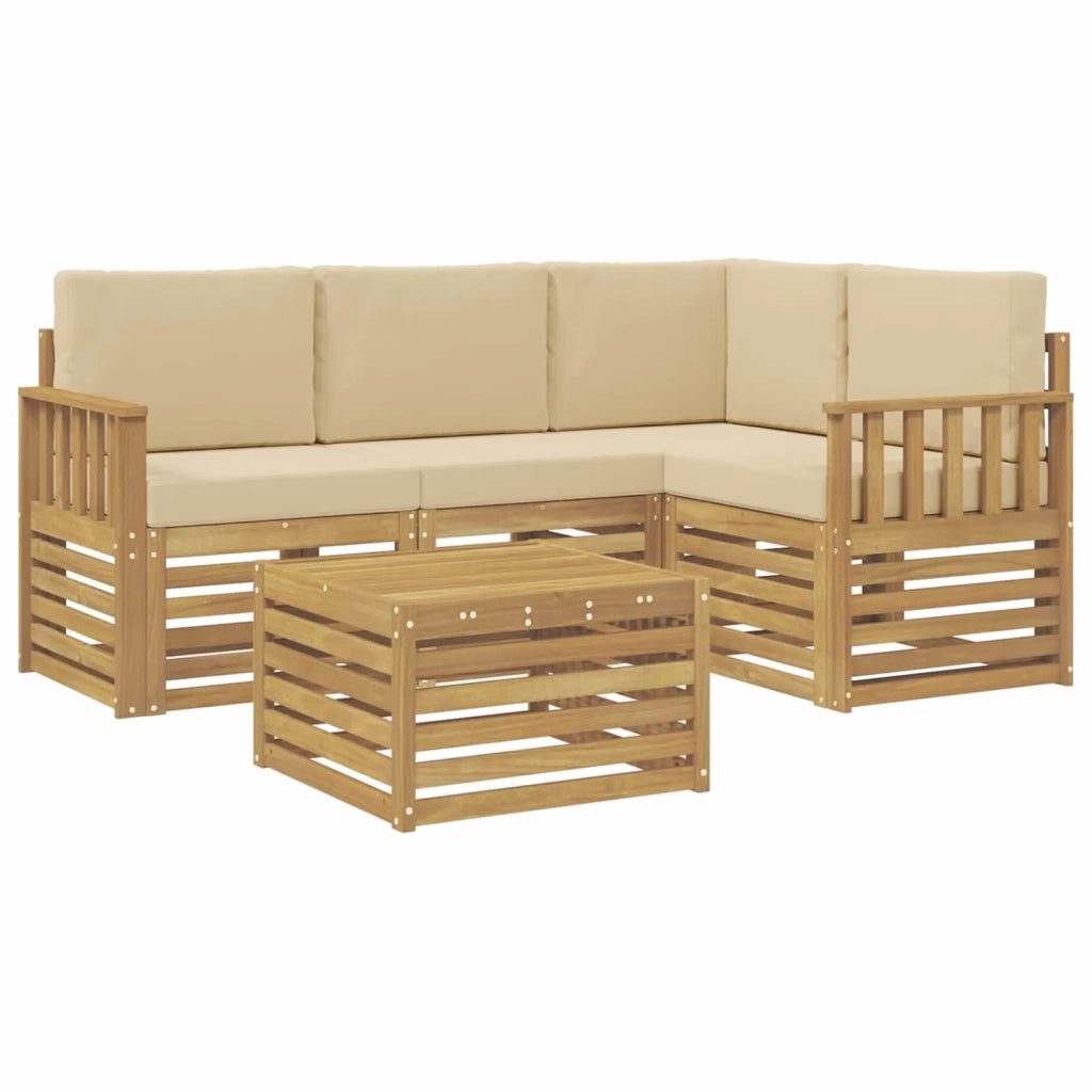 Set di divani da esterno 5 pcs Bianco e Beige 59 x 59 x 37 cm
