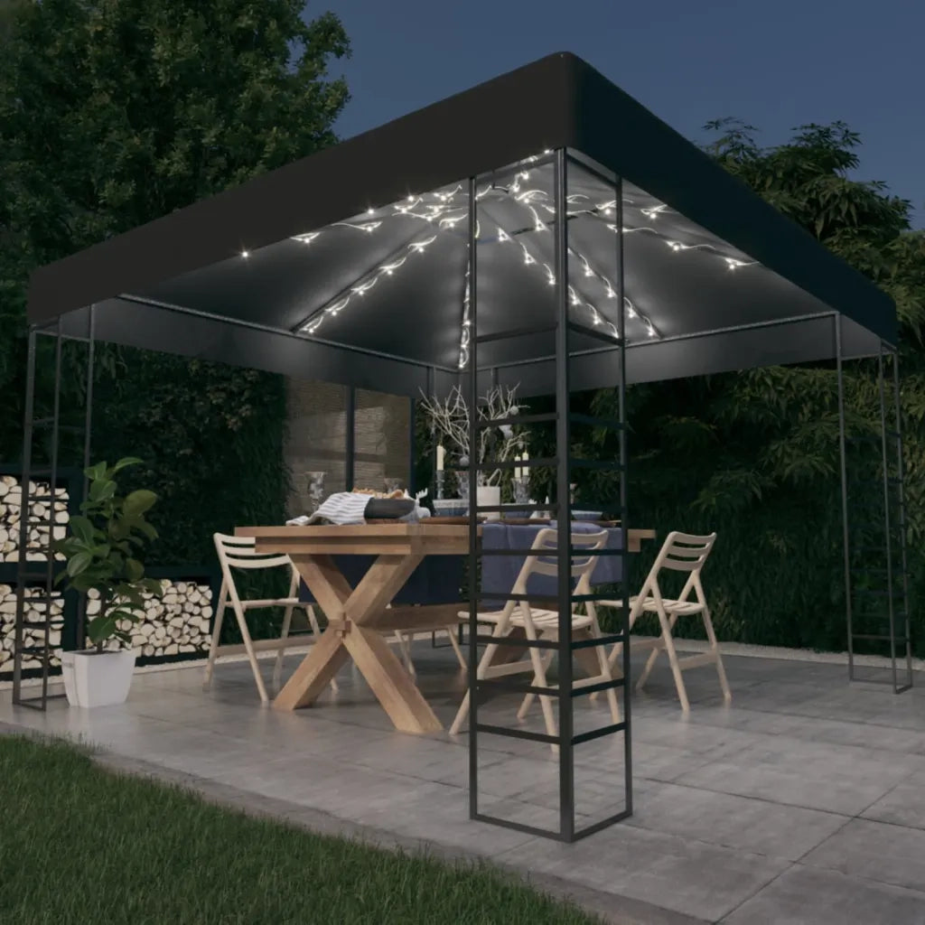 Gazebo da Giardino con Luci LED a Stringa 3x3 m Antracite cod mxl 48669