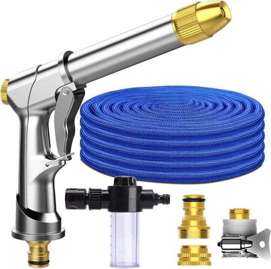 Set di Tubo di Gomma per Giardino Estensibile - Flessibile e Facile da Utilizzare - 15 m