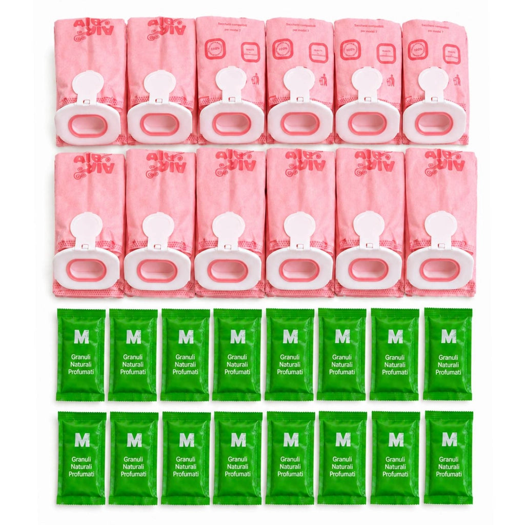 Kit 12 Sacchetti Compatibili Folletto VK7 a 5 Strati con 12 Bustine Granuli Profumati Filtrazione ad Alta Efficienza per