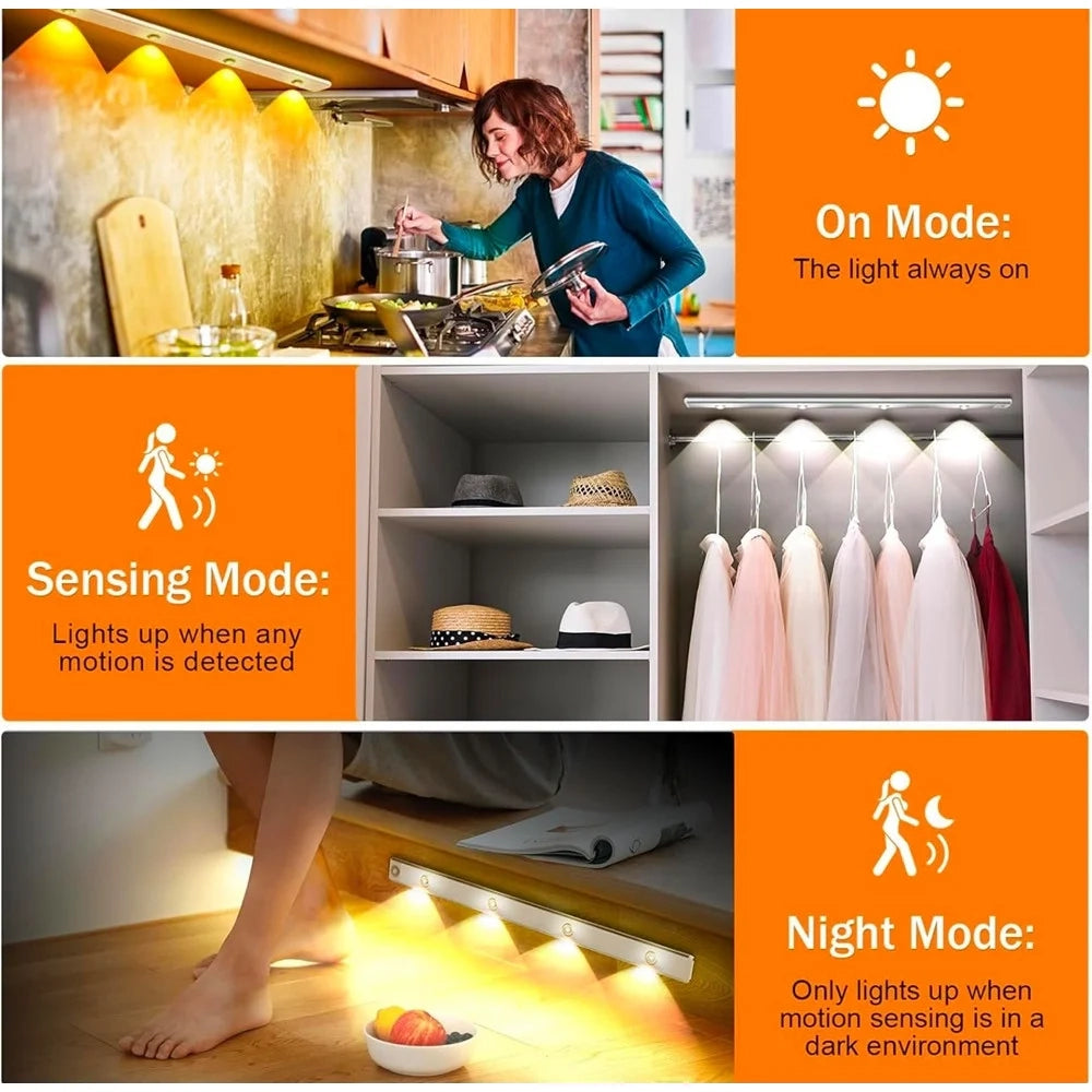 Trade Shop - Luce Led Magnetica Sottopensile Ricaricabile Da 60 Cm Con Sensore Movimento Wireless -