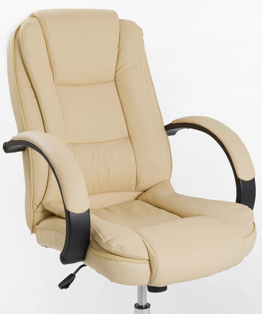 Poltrona da Ufficio sedia girevole da scrivania in ecopelle traspirante color beige Modello Cover