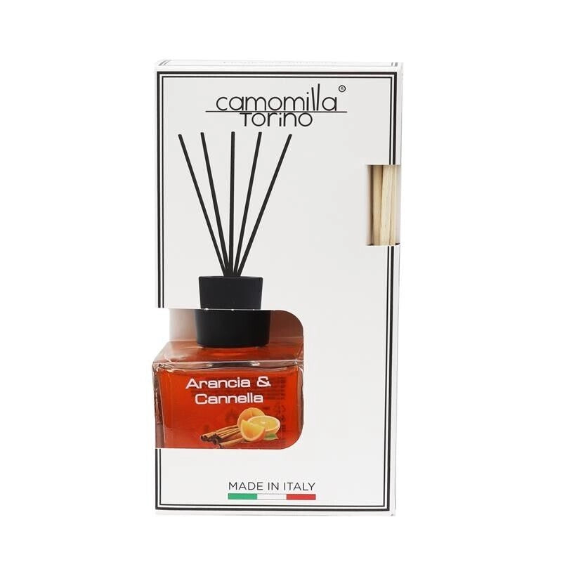 CAMOMILLA TORINO DIFFUSORE AMBIENTE CON BASTONCINI ARANCIA E CANNELLA DA 100 ML