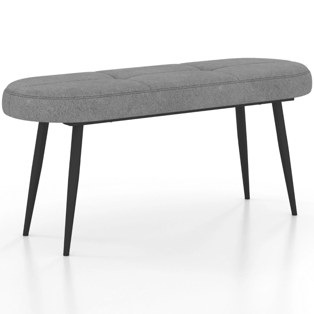 Panca rivestita con cuscino imbottito in spugna e gambe metalliche solide, Panca scarpiera da 113 cm Grigio-Mobili da ingresso