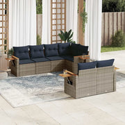 Set Divani da Giardino 7 pz con Cuscini Grigio in Polyrattan 3226985