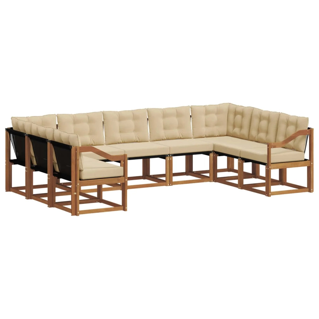 Set di divani da esterno con cuscino 9 pcs Naturale e Beige