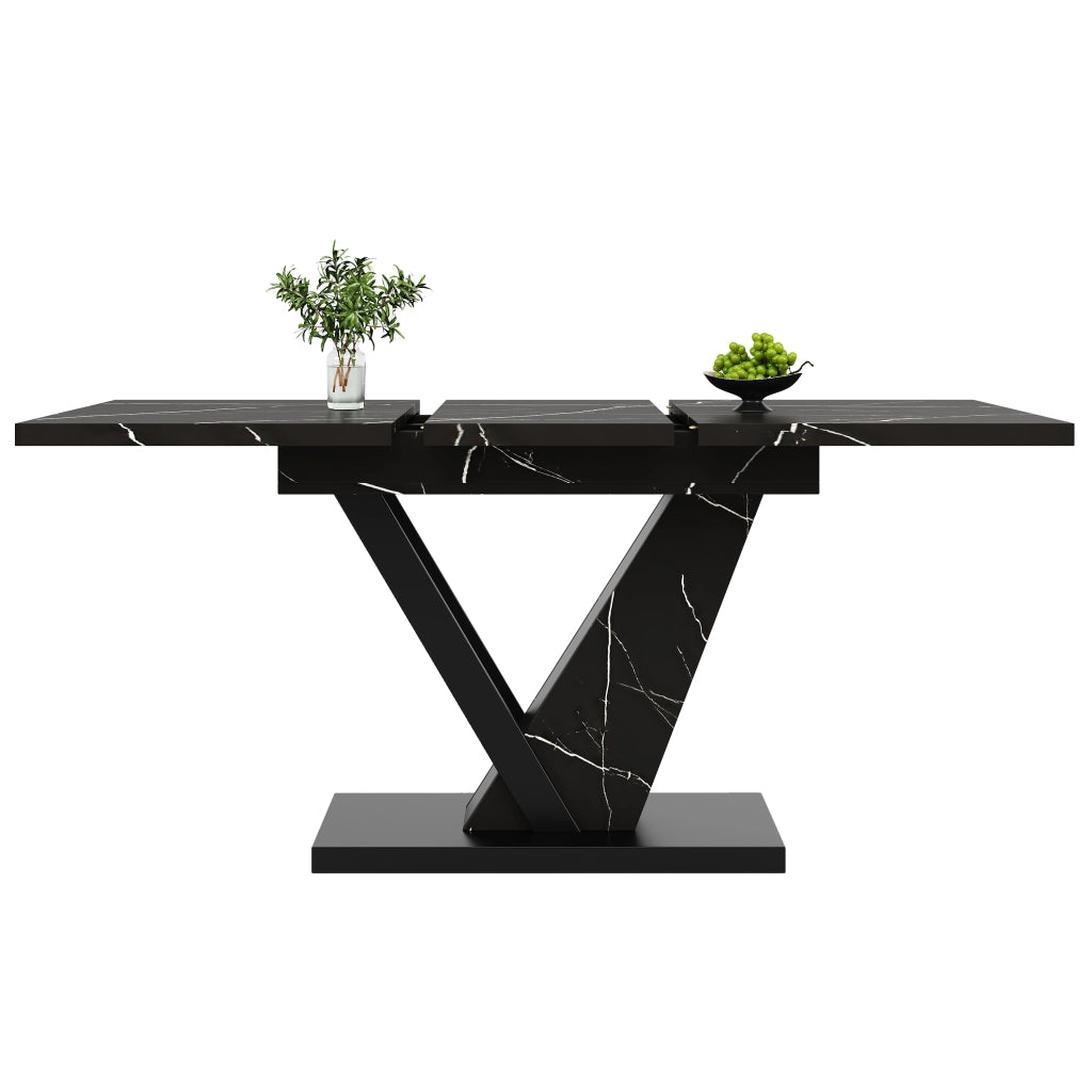 Tavolo da Pranzo Allungabile Effetto Marmo ¨C Xylo ¨C 120-160x75 cm, Nero