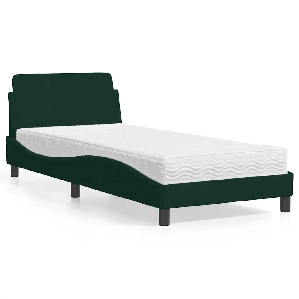 Letto con Materasso Verde Scuro 90x200 cm in Velluto