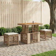 Set da Pranzo per Giardino 3 pcs Beige e Crema polyrattan 42026752