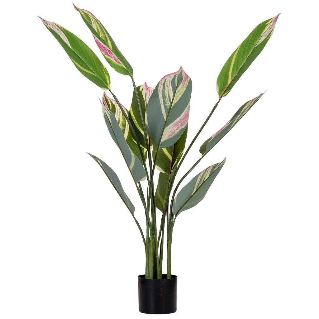 Pianta artificiale decorativa verde con 12 foglie verde 65x65x120