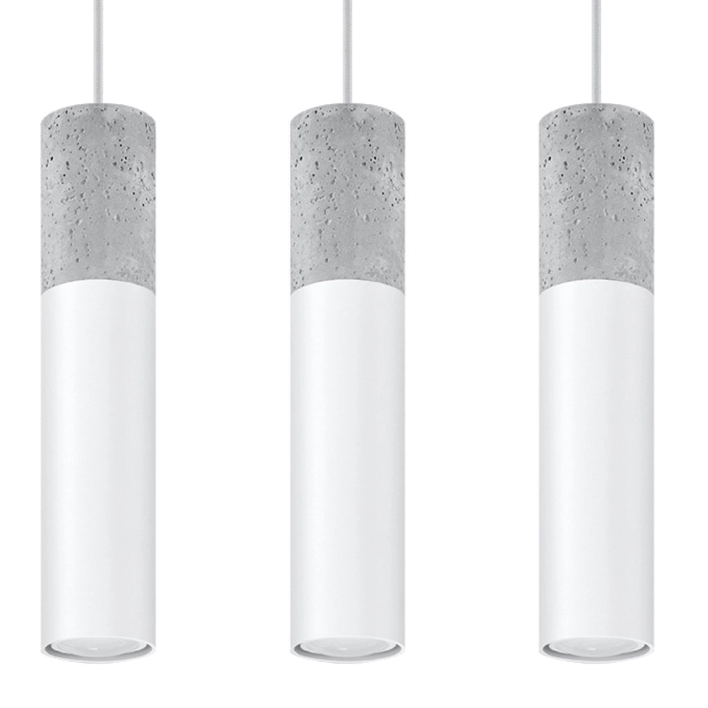 Pure Lume VALERO 3 lampadario cemento bianco 3xGU10