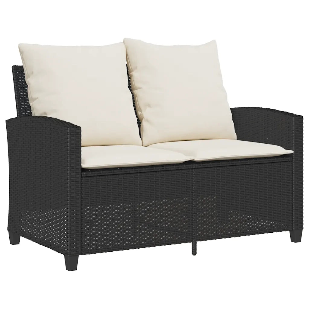 Set Divano da Giardino 6 pz con Cuscini Nero in Polyrattan