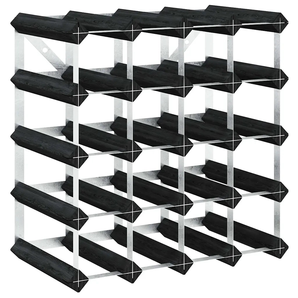 Portavini da 20 Bottiglie Nero in Legno Massello di Pino CFW3007553