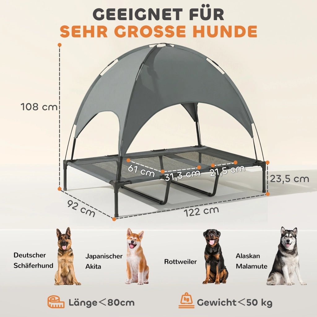 Cuccia per Cane con Baldacchino ¨C zephmum ¨C Grigio 122x92x108 cm