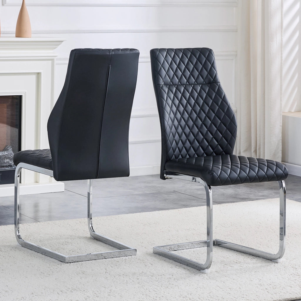 SEDIA da pranzo set 2 pezzi schienale alto 100 cm in PU nero e metallo argento