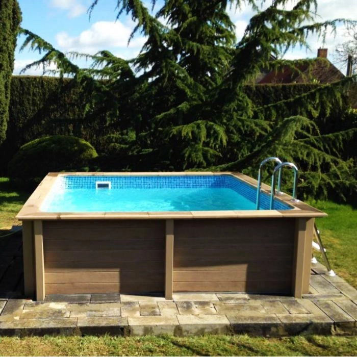 Piscina in pietra ricostruita effetto legno NATURALIS 3,24 x 3,24 x h 1,28 m Tipo filtrazione: Filtrazione a cartuccia