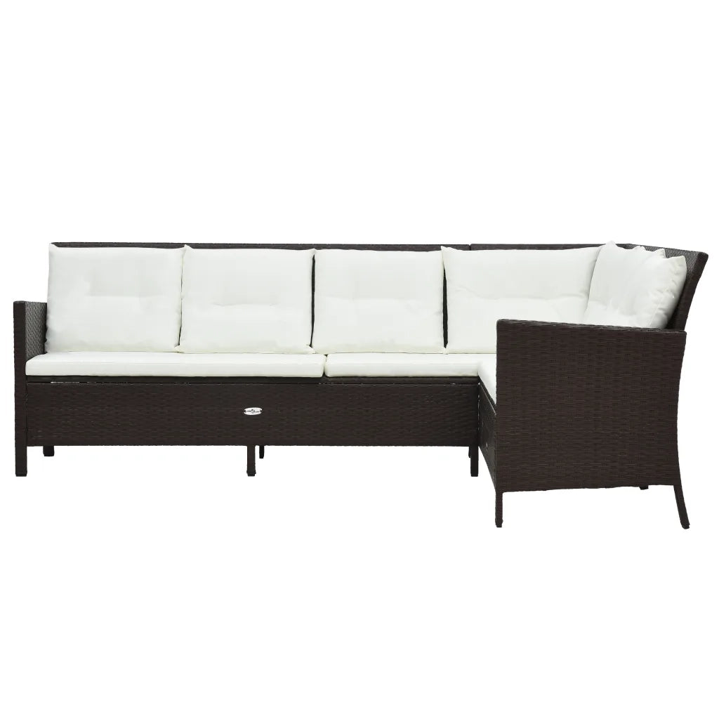 Set Divani da Giardino 3 pz con Cuscini in Polyrattan Marrone cod mxl 34829
