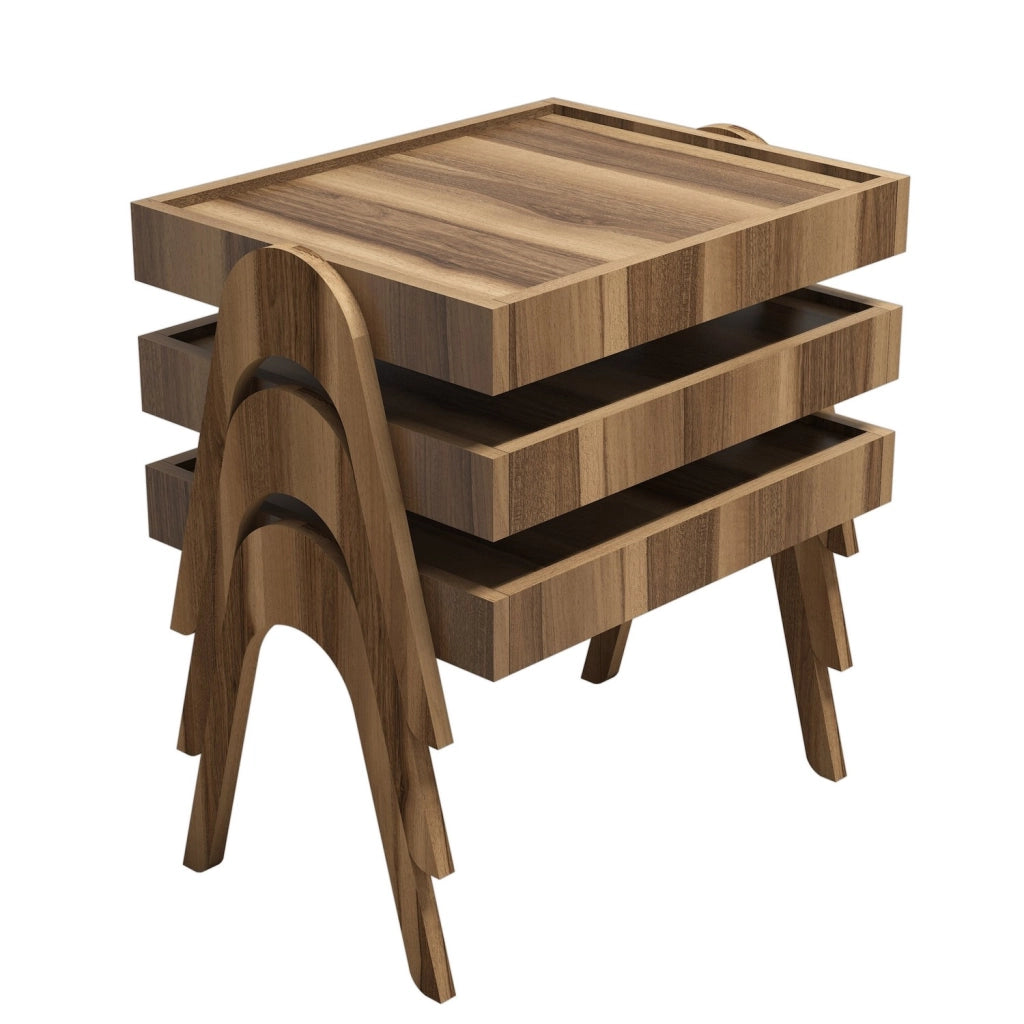 Set di 3 tavolini in legno "Roma" - 54 x 40 x 64 cm - Brown