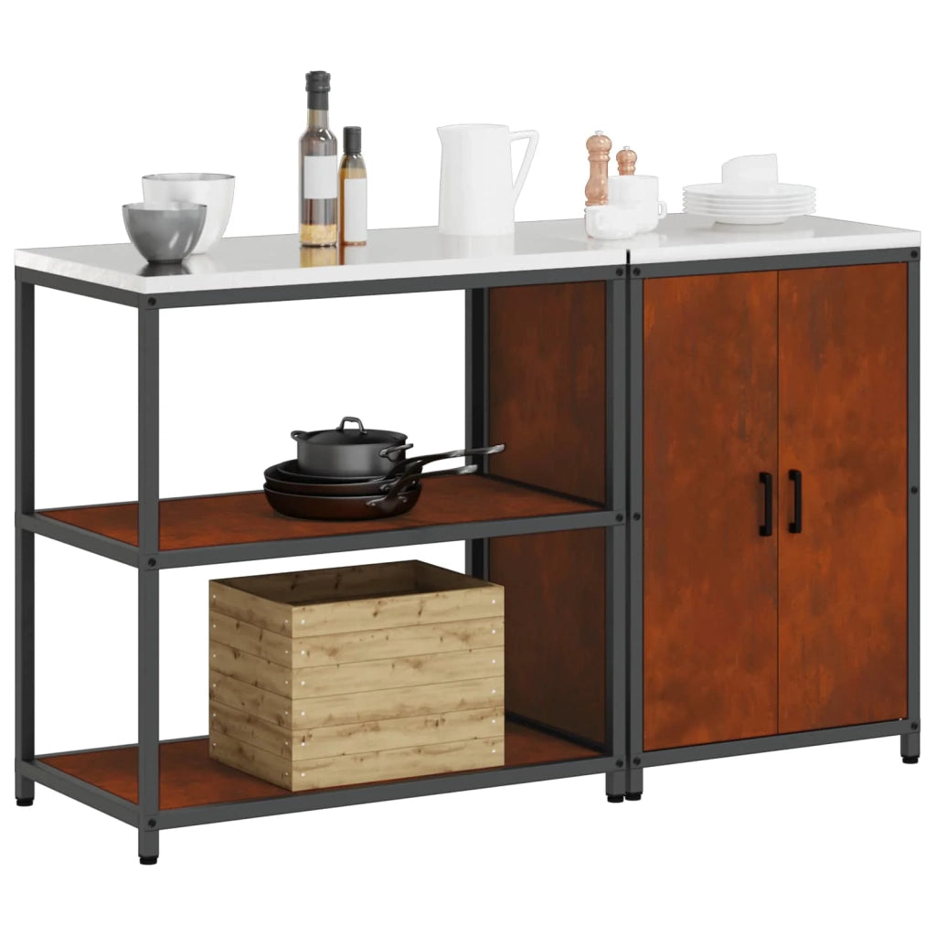 Set di Stoccaggio per Cucina con lo scaffale 2 pcs Ruggine