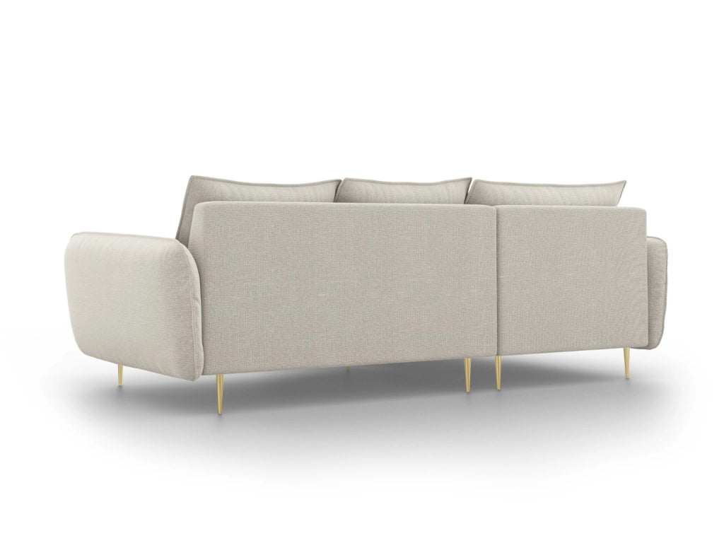 Cosmopolitan Design - Divano angolare sinistro "Vienna" 5 posti in tessuto strutturato beige chiaro 