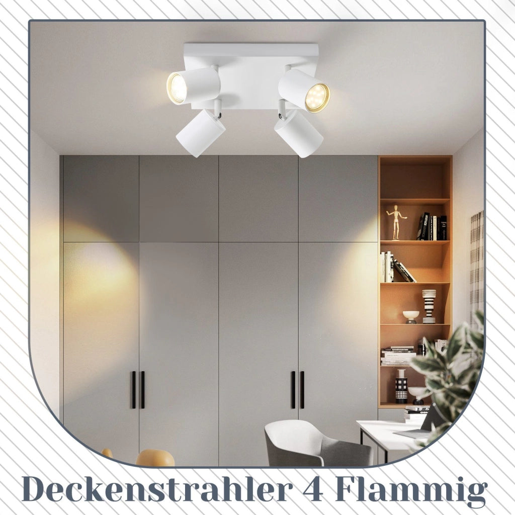 ZMH Faretto da soffitto 4 luci GU10 orientabili 330° per corridoio