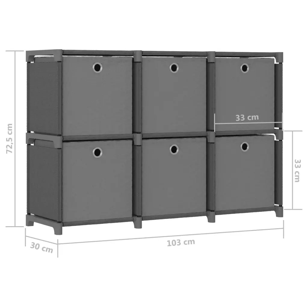 Mensola con 6 Scatole a Cubo Grigia 103x30x72,5 cm in Tessuto CFW1121873