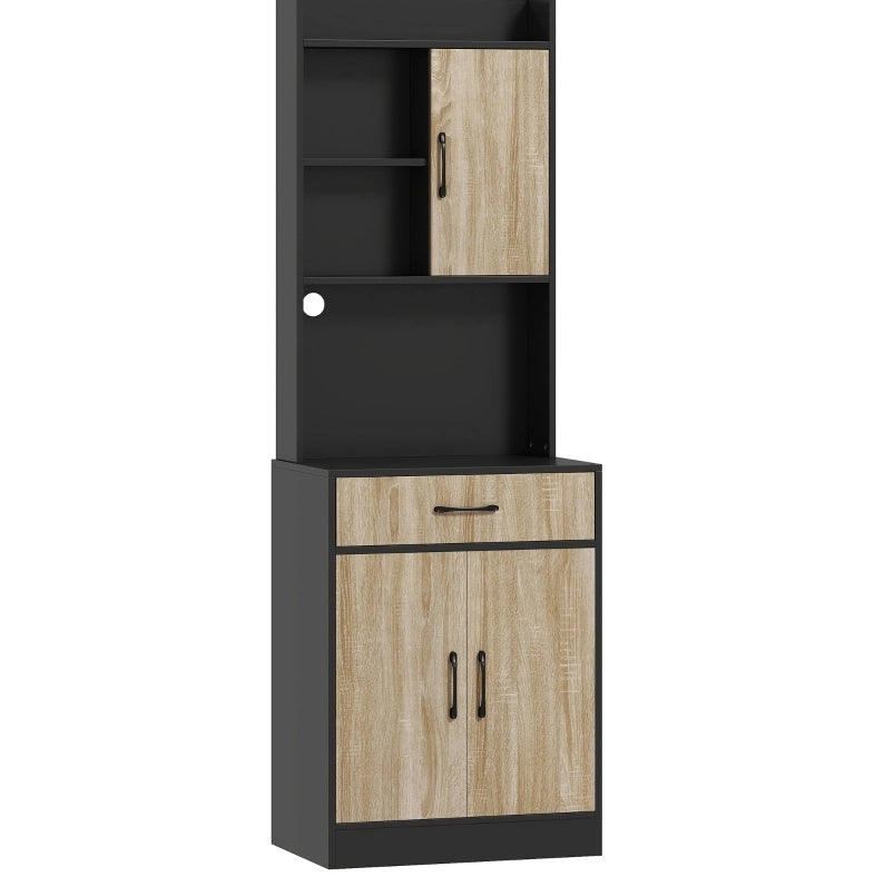 Credenza cucina 60x40x180 cm con piano di lavoro e passacavo; in pannello truciolare rivestito in melamina; naturale