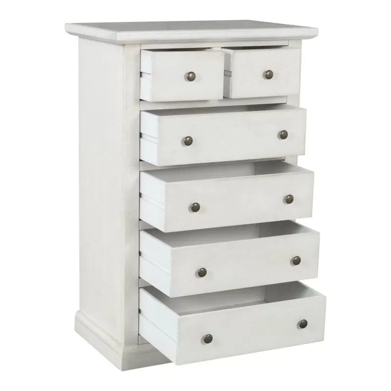 Cassettiera 6 cassetti in legno shabby bianco anticato 62x37x93 - Mobili 2G