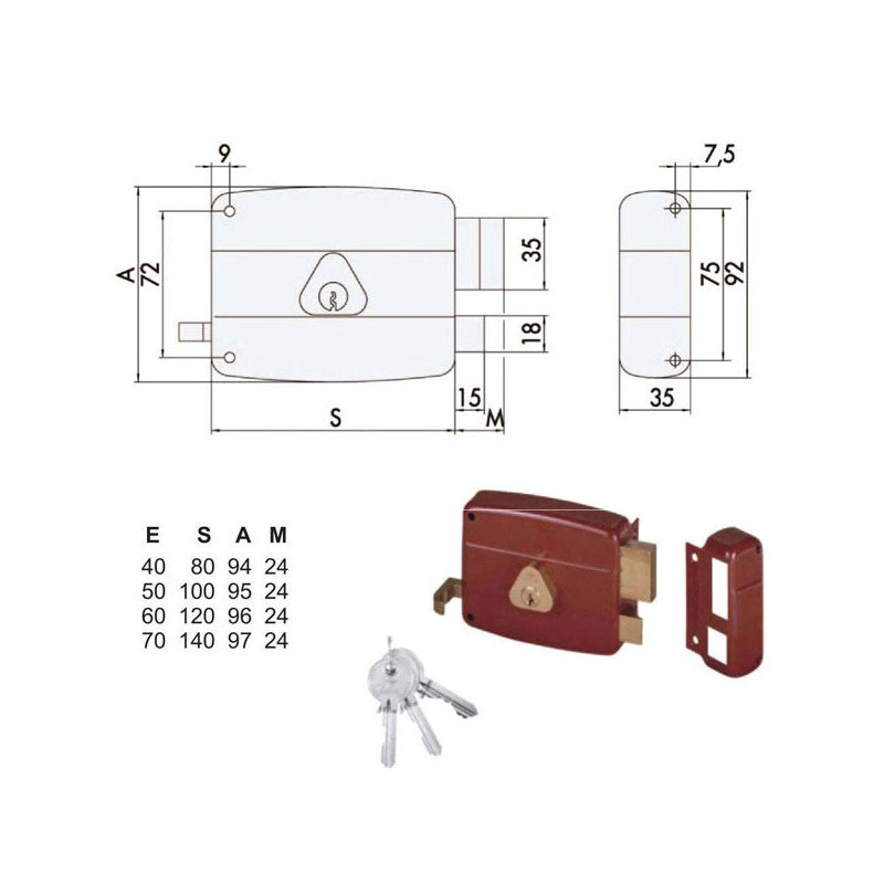 Serratura App.Legno Dx 50121-50-1 Cisa