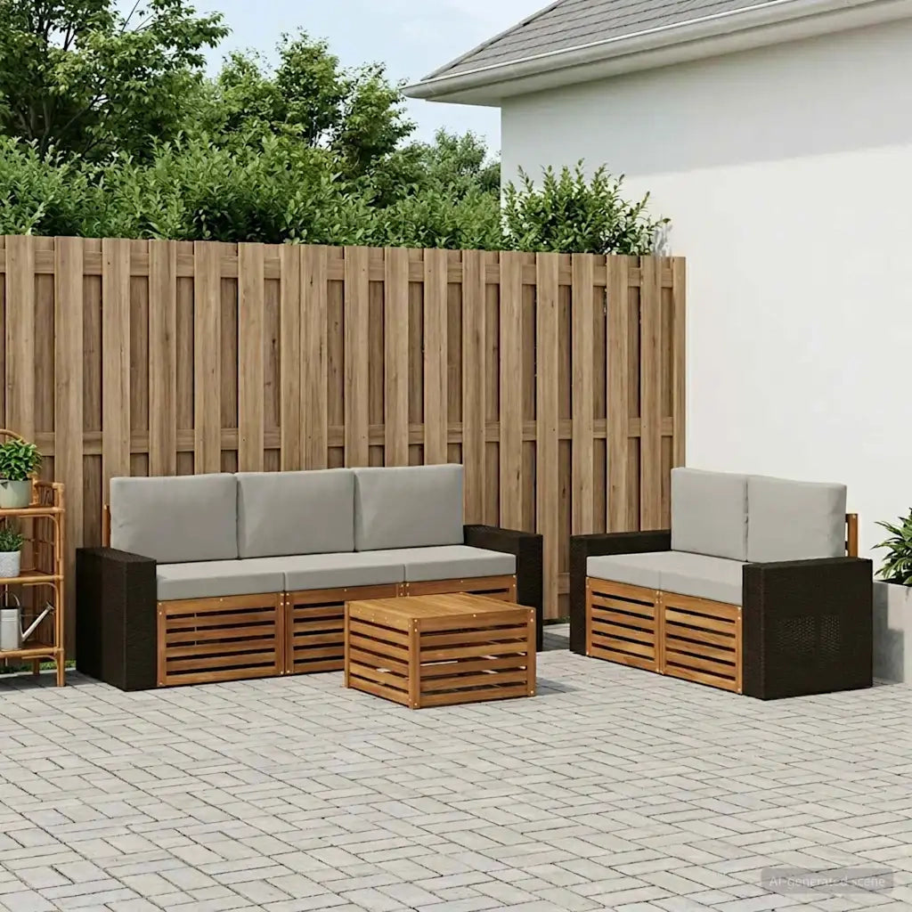 Set divani con cuscino 6 pcs Legno di Acacia Massello 3384032