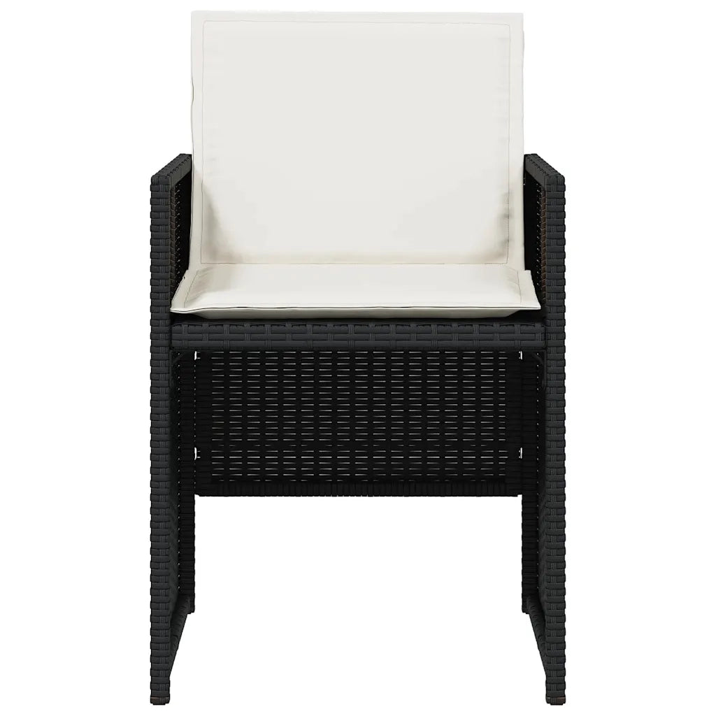 Set da Pranzo da Giardino 5 pz | Set Salotto da Giardino Nero con Cuscini in Polyrattan