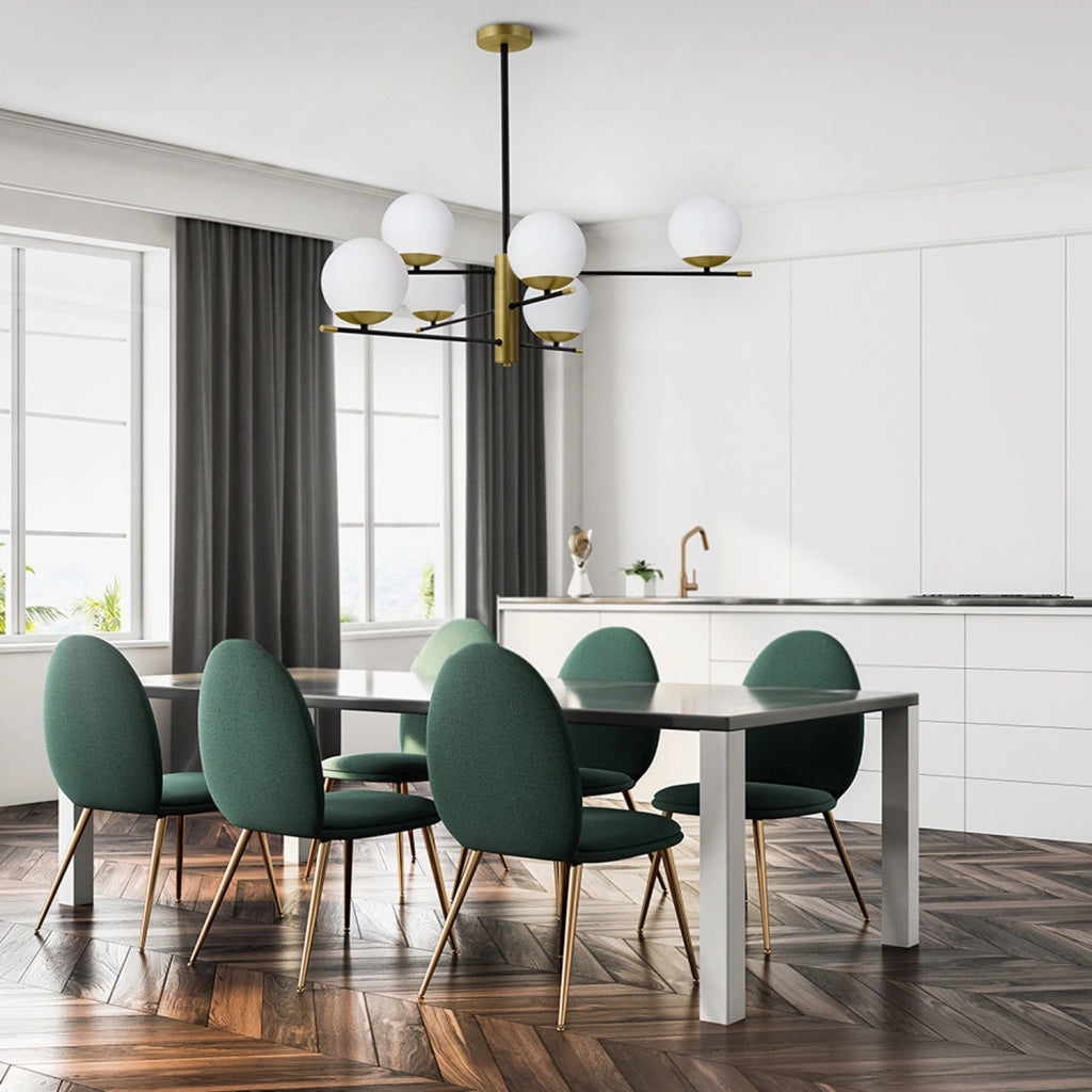 Maytoni Lampadario contemporaneo Nostalgia 6 luci E14 oro opaco metallo vetro diffusori bianchi