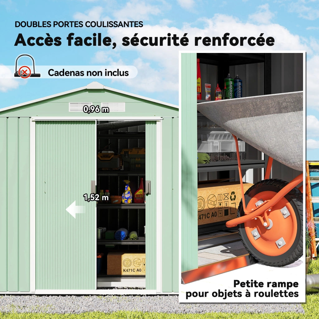 Casetta da Giardino ¨C zephmum ¨C Verde Chiaro Acciaio 2.5 m2