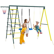 Altalena per bambini 4 in 1 con nido e canestro da basket ¨C zephmum ¨C Rosso e Giallo