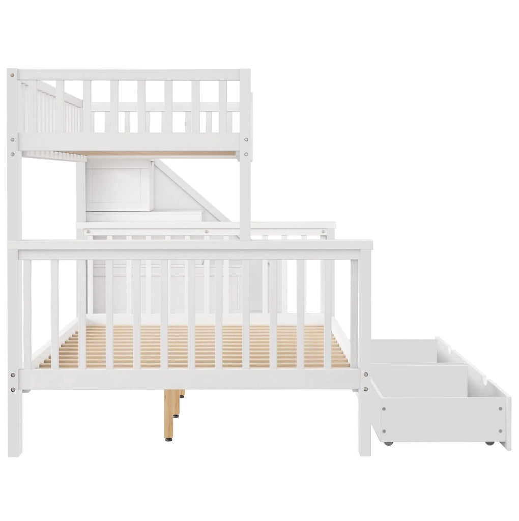 Letto a castello per bambini 90x200 e 140x200 cm con lavagna e cassetti bianco