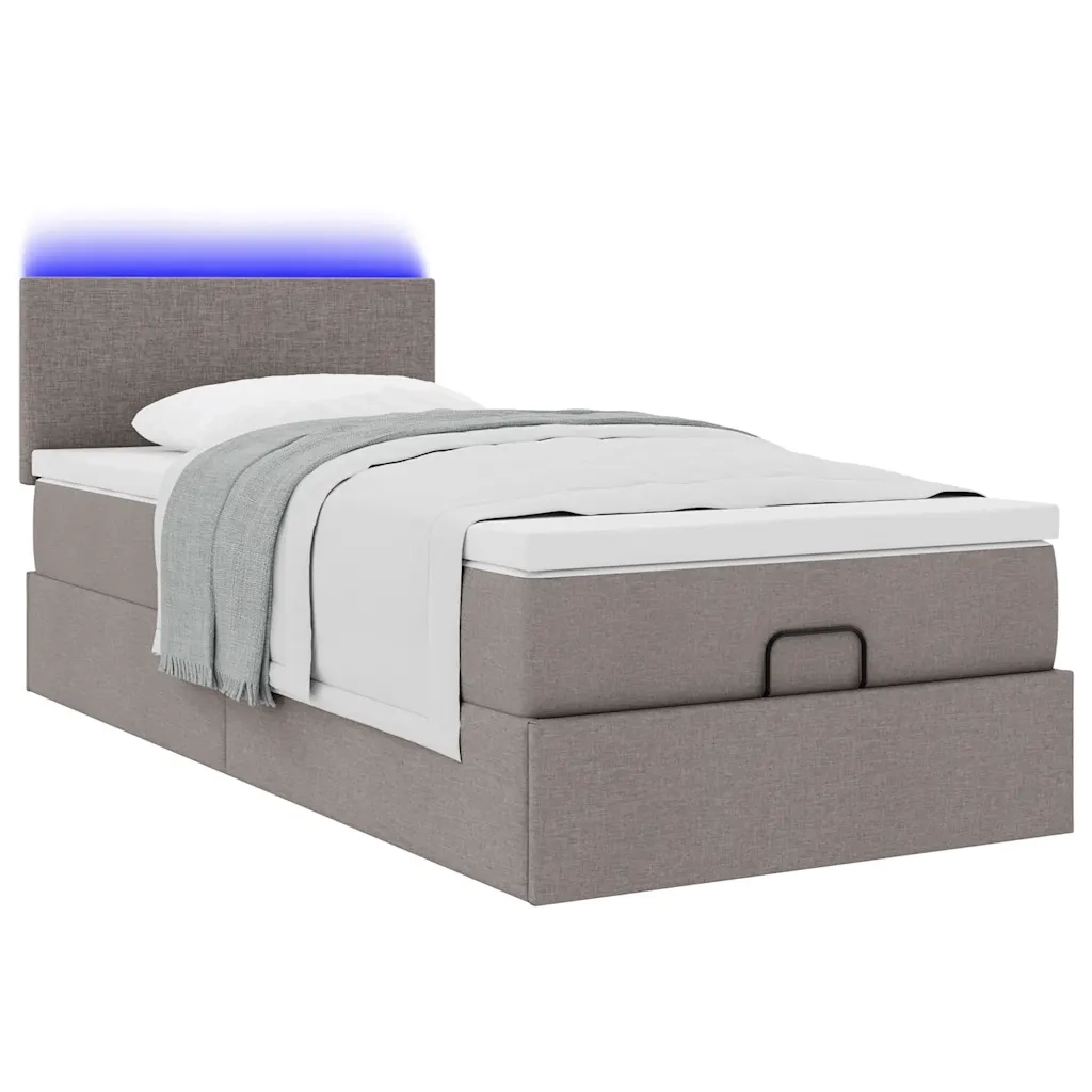 Pouf Letto con Materasso Tortora 100x200 cm in Tessuto