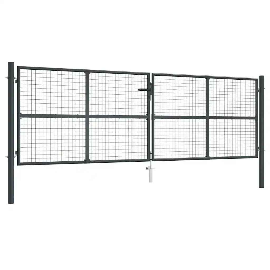 Cancello per Giardino in Acciaio Zincato Grigio 400x175 cm cod mxl 77246