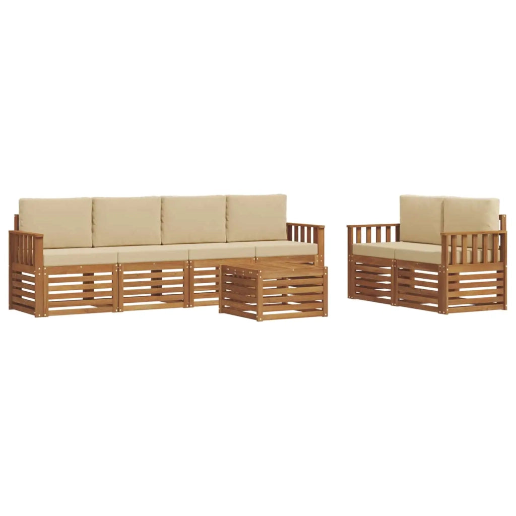Set di divani da esterno con cuscino 7 pcs Naturale e Beige