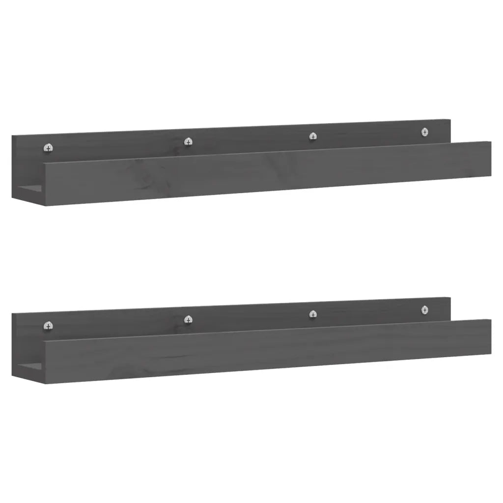 Mensole da Parete 2 pz Grigio 80x12x9cm Legno Massello di Pino cod mxl 32788