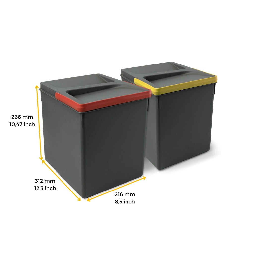 Emuca Contenitori per cassetti da cucina Recycle, Altezza 266, 2x15, Plastica grigio antracite, Tecnoplastica, 1 u.