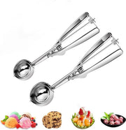Set di congelazione, 2 pezzi di spatola di acciaio inossidabile con manico, 2 misure diverse di cucchiai di congelazione in acciaio inossidabile 304, laccati, spatola per congelazione, frutta, biscotti, impasto per torta, impasto