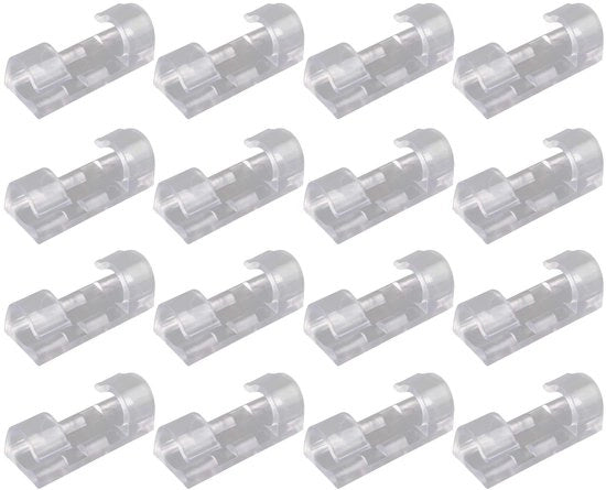 Clip per cavo in plastica resistente - 16 pezzi - Adesivi forti - Sostituisce i cavi - Risparmia spazio - Adatto per cavi di 10mm - Clip per cavo in plastica