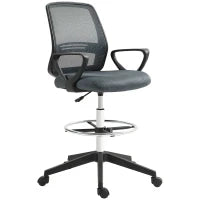 Sedia da Ufficio Ergonomica con Braccioli e Poggiapiedi Regolabile Rete Traspirante, Grigio