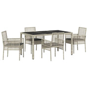 Set da Pranzo per Giardino 5 pz | Set Salotto da Giardino Grigio chiaro polyrattan