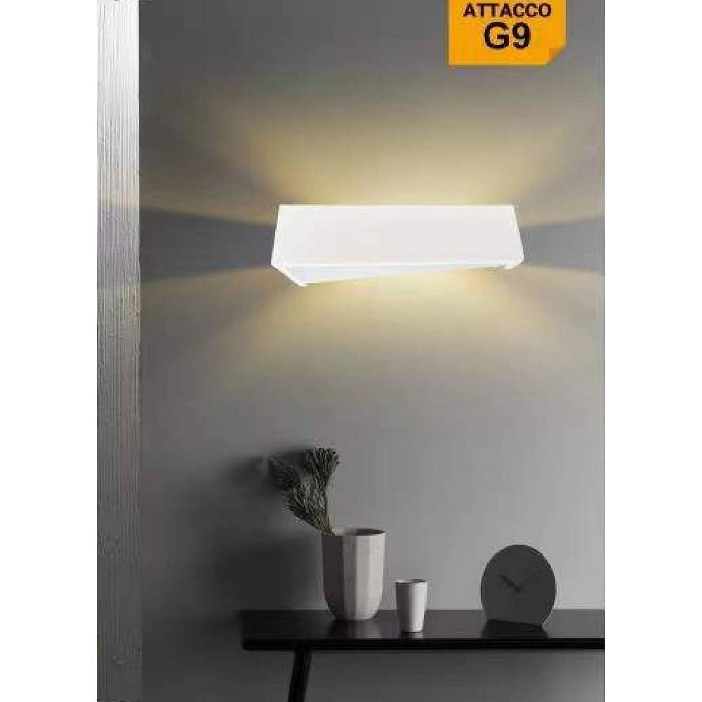 Trade Shop - Applique In Gesso Moderno Design Rettangolo Tinteggiabile Biemissione G9 Gs-e76 -